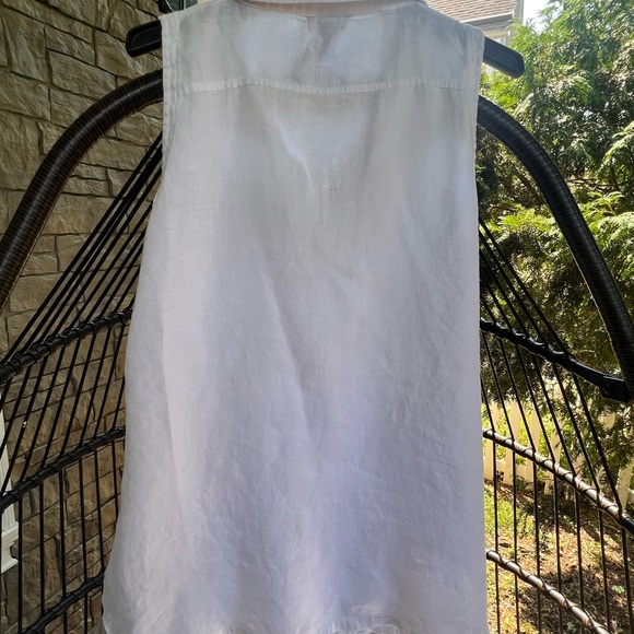 NEIMAN MARCUS LINEN WHITE SLEEVELESS TOP - Picture 11 of 13